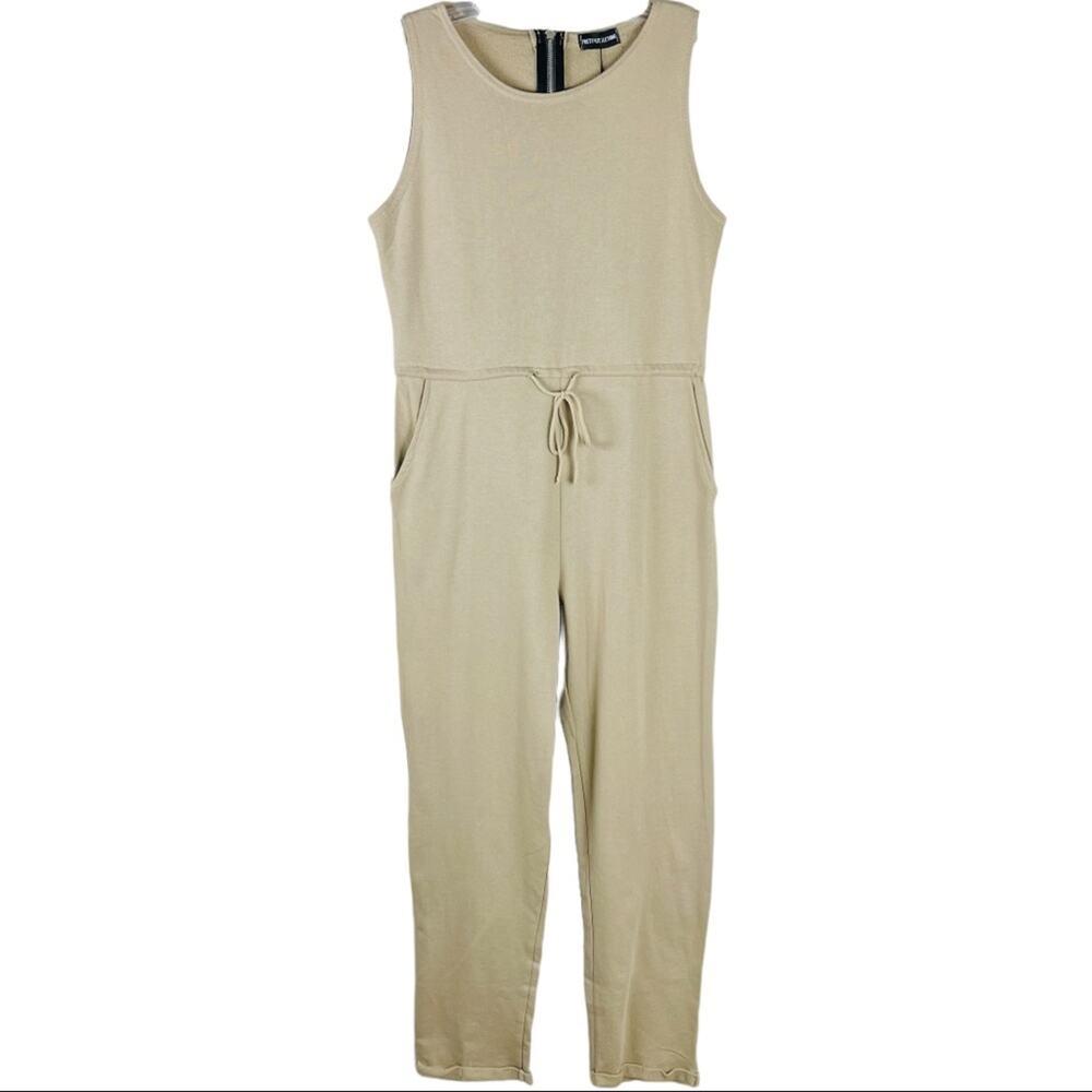 NEW New Pretty Little Thing tan ankle cinch loungewear jumpsuit 14